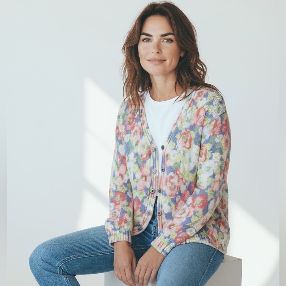 United‎ Colors Of Benetton Multicolor Floral Cardigan